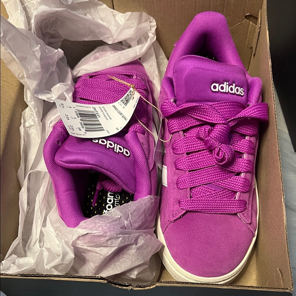 adidas Grand Court Alpha Pink and White Women's Sneakers - Picture 3 of 5
